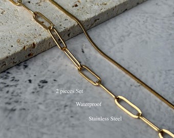 Stainless Steel Snake Chain  Paperclip Bracelet, Minimalist Unisex Jewelry, Women bracelet
