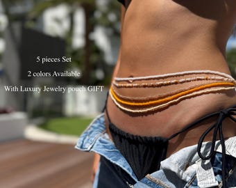 Bead Belly Chain Set, Waist Beads, USA Made, Gift For her