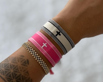 Macrame Cord Cross Bracelet: Minimalist Christian Religious Jewelry