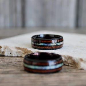 Koa Wood Tungsten Ring, Hawaiian Wedding Band, Mens Ring