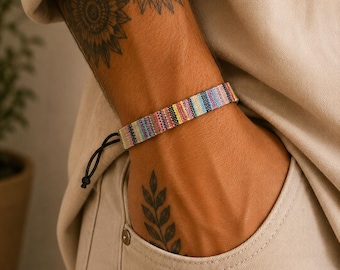 Pulsera de surfista de algodón tejido, joyería bohemia ajustable, pulsera de surfista