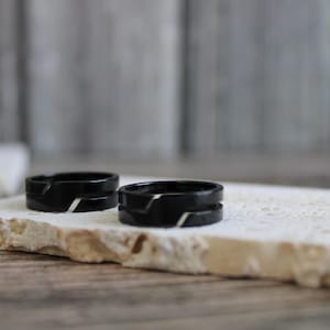 925 Sterling Silver Ring for Men, Black Tungsten Ring,  Mens Wedding Ring, Personalized Ring for Men, Gift For Him