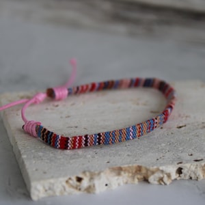 Pink Rope Bracelet, Surfer Bracelet, Surfer Bracelet Men & Women - Handmade Boho Summer Festival Jewelry Woven Bracelet,Pink Anklet, Cotton