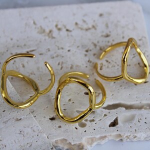 Anello ovale regolabile in argento sterling, design boho spesso