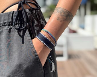 Waterproof Waxed Cord Bracelet: Adjustable Surfer Style Rope Bracelet
