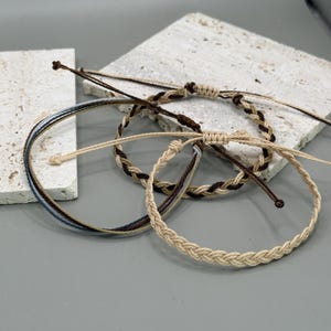 Surfer Armband Set 3 Stück, Surfer Armband Männer & Frauen Boho Sommer Festival Schmuck, Wasserdichtes Baumwollarmband, gewebtes Armband
