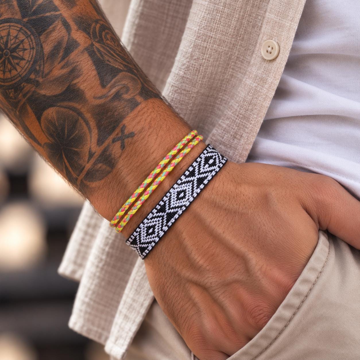 Handmade Boho Woven Cotton Bracelet, Waterproof Summer Jewelry