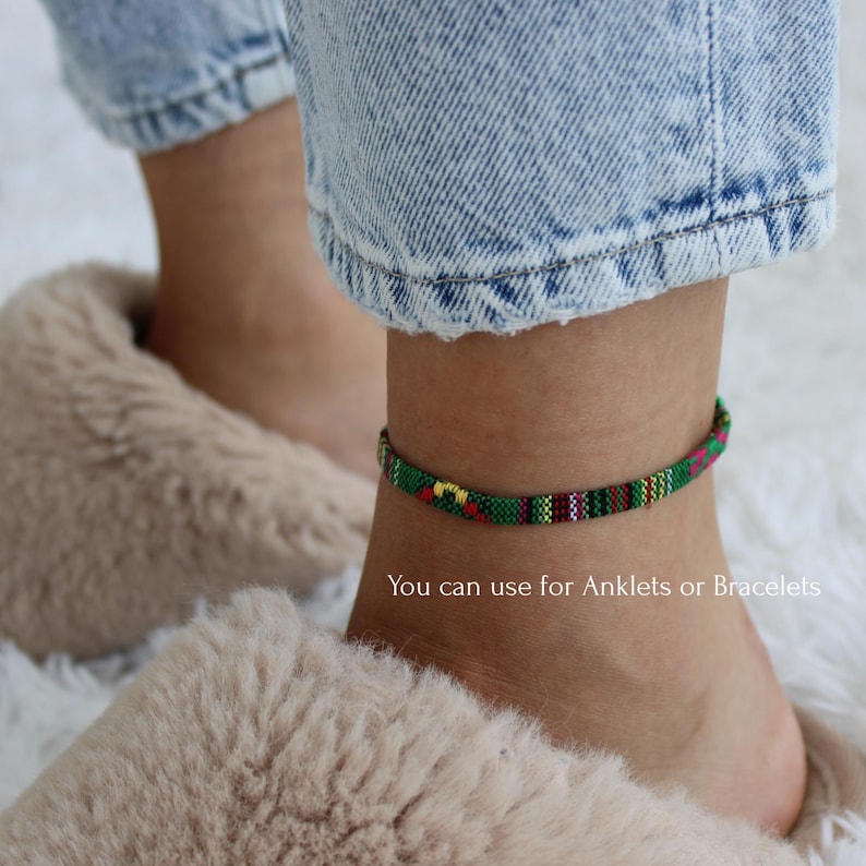 Pulsera Boho Surfista: Tobillera de algodón tejido impermeable imagen 6