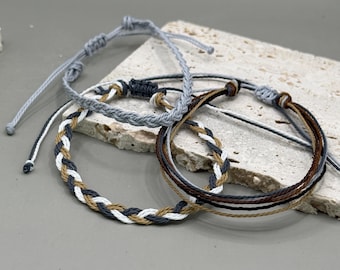 Boho Cord Bracelet Set, Adjustable Friendship Bracelet