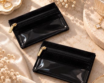Organizer Velvet Jewelry Pouch: Travel Gift Bag with Clear Window