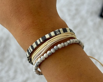 Boho Surfer Bracelet Set: Waterproof Cotton Rope, Adjustable Knot