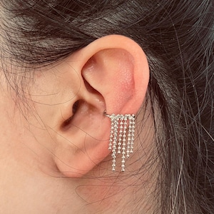 Chain Ear Cuffs for Upper Ear, Earring No Piercing Needed, Fake Cartilage Earring, Chain Ear Cuff, Conch Cuff, Sterling Silver Cuff Ear
