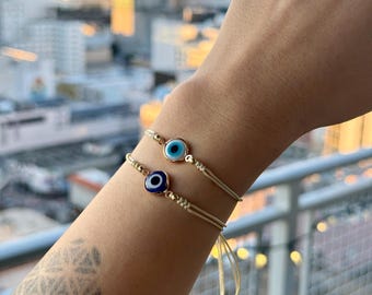 Red String Evil Eye Bracelet or Anklet: Handmade Protection Jewelry