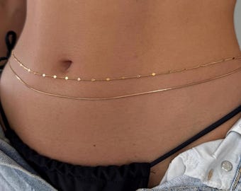 Verstellbare Edelstahl Bauchkette: Strand Körperschmuck, personalisiertes Geschenk für sie