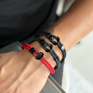 Surfer Bracelet for Men, Red Nautical Rope Bracelet for Men, Minimalist Red Bracelet,  Red Rope Bracelet, Perfect Gift for Him