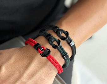 Red Nautical Rope Bracelet for Men: Minimalist Knot Bracelet