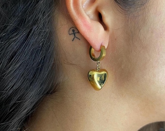 Hoops Earrings, Sterling Silver Carabiner Screw lock  Earrings, Minimalist Jewelry
