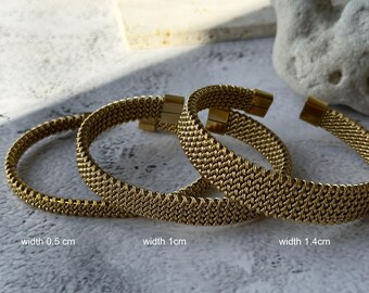 Thin Bangle Bracelet, Stainless Steel Gold Plated bracelet, Stackable bracelets