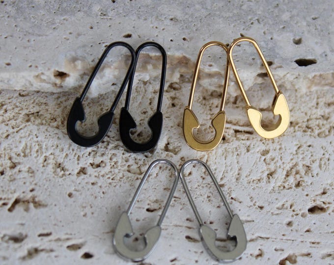 Stainless Steel Safety Pin Earrings: Waterproof Earrings, Minimalist Design
