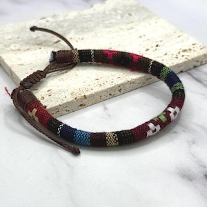 Brown Surfer Bracelet, Round Waterproof Beach Bracelet, Cotton Adjustable Bracelet Cotton Mens bracelet gift  Women bracelet, Christmas Gitf