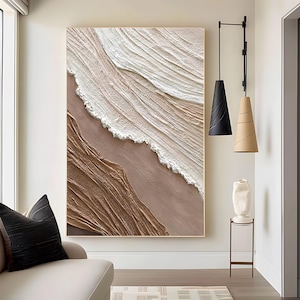 Large Textured Abstract Oil Painting,Warm Beige White Impasto Canvas Art,Handmade Wabi Sabi Wall Decor,Modern Neutral Art Gift for Homeowner