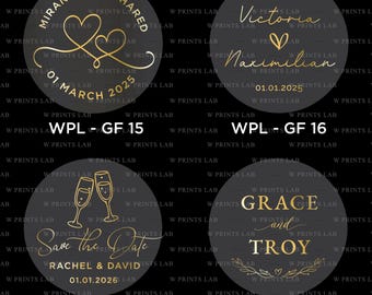 Autocollant personnalisé feuille d'or/or rose, autocollants de mariage personnalisés, cadeaux de mariage,