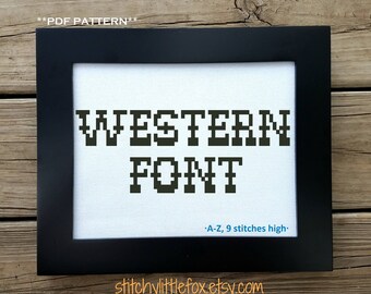 Alphabet Cross Stitch, Western Cross Stitch Font, Western Alphabet Cross Stitch Pattern, Modern Cross Stitch, Country Western Cross Stitch