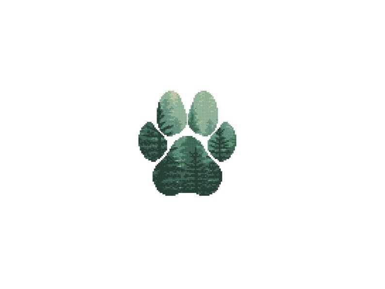 Dog Paw Print Cross Stitch Pattern Forest Cross Stitch Dog Etsy