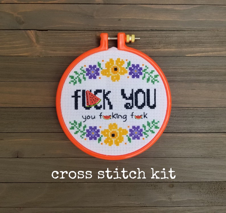 Beginner Cross Stitch Kit New Hobby Snarky Cross Stitch Fun Etsy