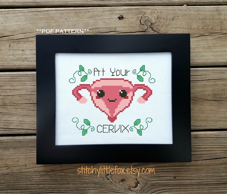 At Your Cervix Cross Stitch Pattern Uterus Cross Stitch Etsy