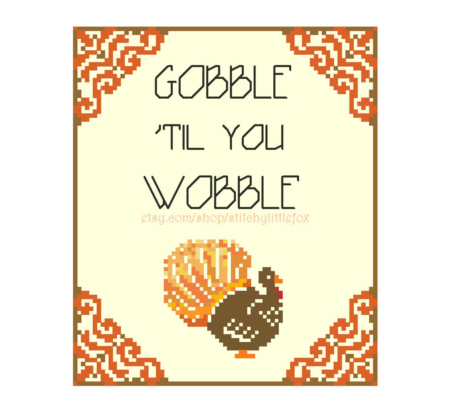 Thanksgiving Cross Stitch Pattern Turkey Embroidery Etsy