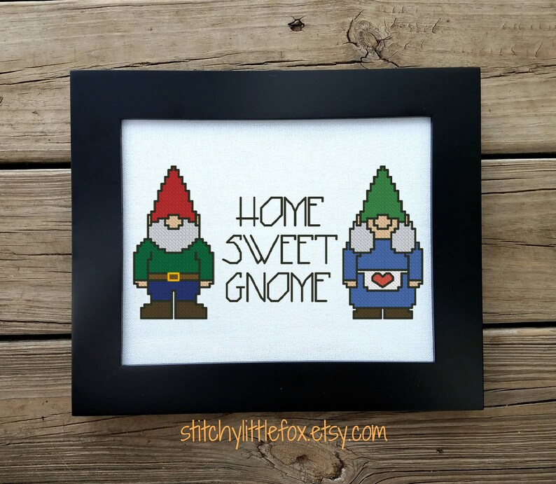 Cute Cross Stitch Gnome Cross Stitch Pattern Home Sweet Etsy