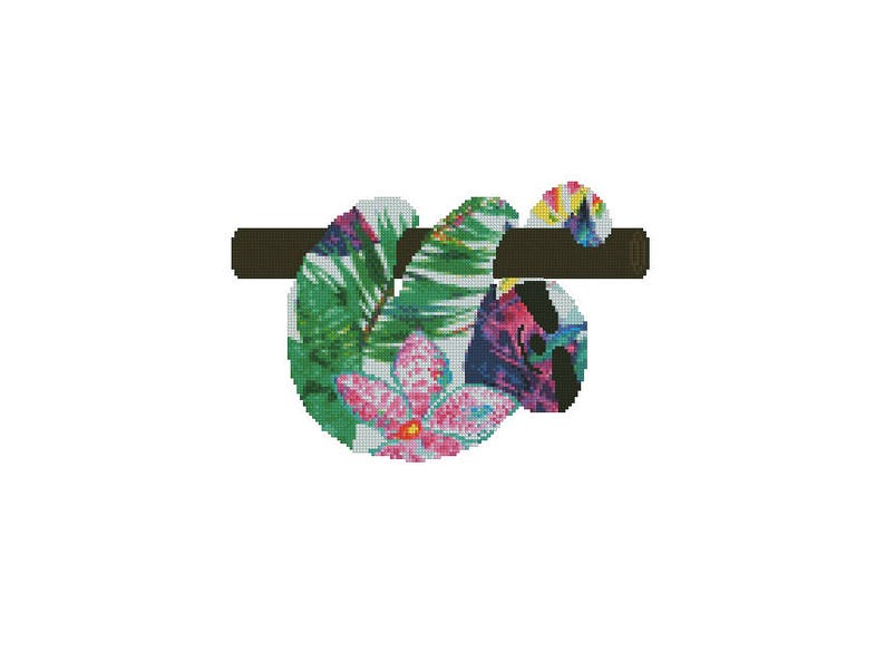Animal Pattern Silhouette Cross Stitch Modern Xstitch Hawaiian Spring Cross Stitch Sloth Cross Stitch Pattern Tropical Cross Stitch
