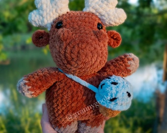 Low Sew Moose Crochet Pattern - Moosaukee the Moose (instructional videos included, beginner friendly)