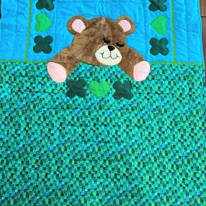 Édredon vert et bleu Sleepy Bear