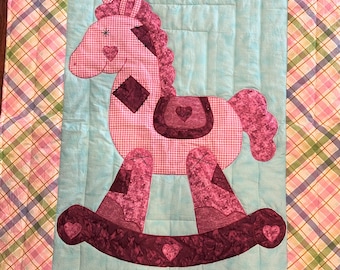 Rocking Horse Quilt, pink and green
