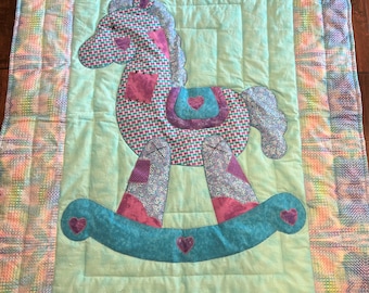 Rocking Horse Quilt, blue and purple