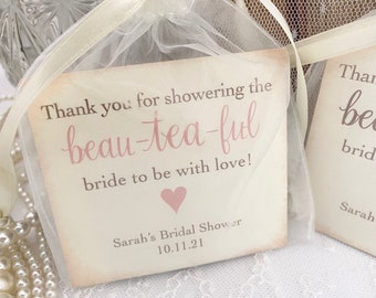 Tea Wedding Gifts Bridal Shower Favors tea party favors Set of 20 w Custom Stamp.