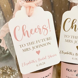 Personalized Bridal Shower Favor Tags: Wine Champagne Bottle Labels