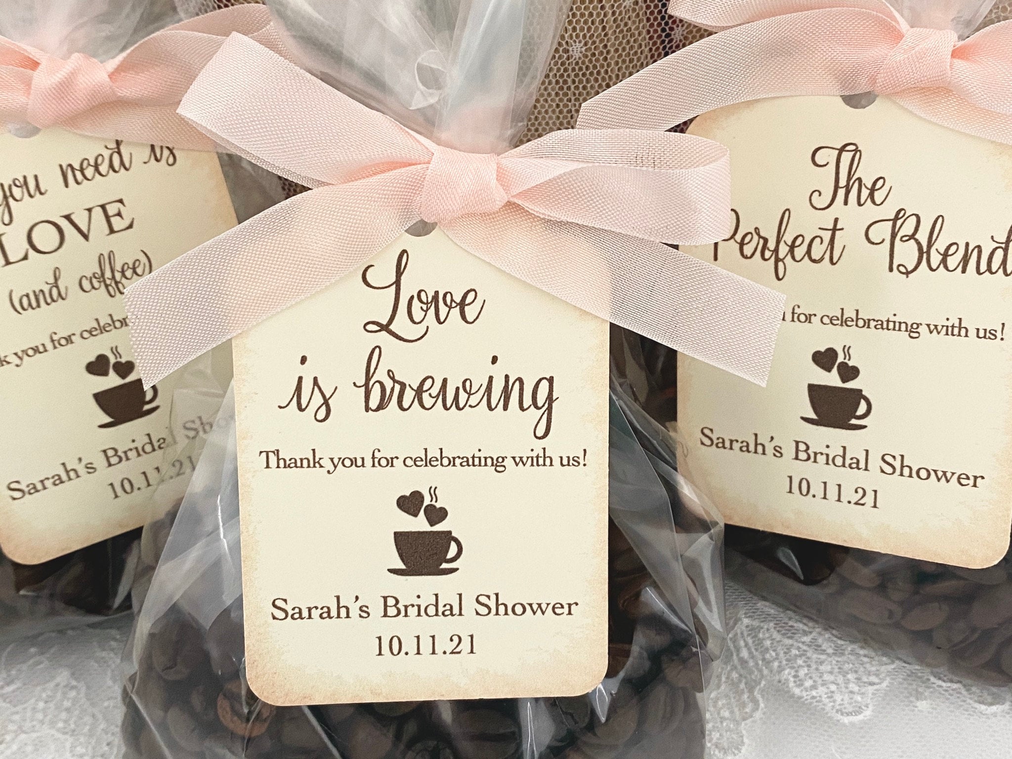 Coffee Favor Bags Coffee Bridal Shower Favors Bridal Etsy