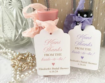 Printed Mani Thanks Favor Tags, Bridal Shower Nail Polish Tags, Manicure Favor Tags, Pedicure Favor Tags