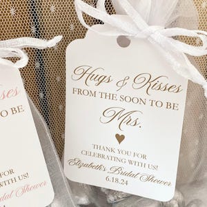 Hugs & Kisses Bridal Shower Favor Bags: Organza, Personalized Tags image 2