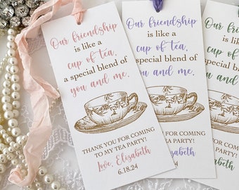 Friendship Tea Party Favors Bookmarks, Tea Cup Bookmark Favors, Bridal Shower Tea Party Guest Gifts