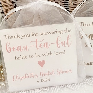 Bea-tea-ful Tea Favors Bags, Bridal Shower Tea Party Favors, Tea Bag Favors, Bridal Tea Shower Favors