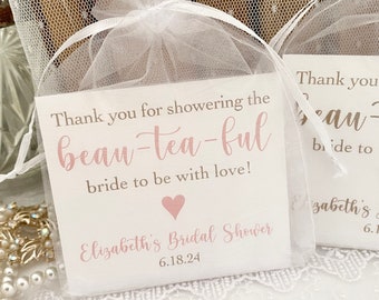 Bea-tea-ful Tea Favors Bags, Bridal Shower Tea Party Favors, Tea Bag Favors, Bridal Tea Shower Favors