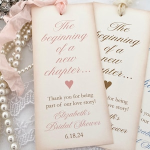 Vintage Bridal Shower Bookmark Favors: New Chapter Keepsake