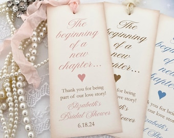 Vintage Bridal Shower Bookmark Favors: New Chapter Keepsake