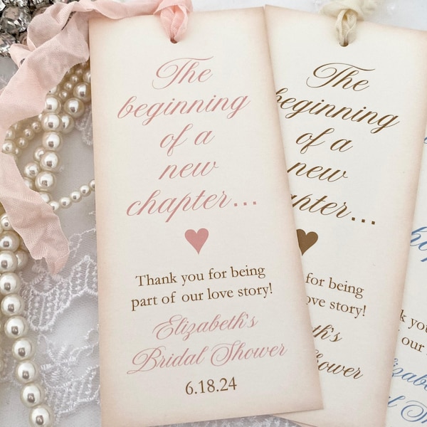 Vintage Bridal Shower Bookmark Favors: New Chapter Keepsake