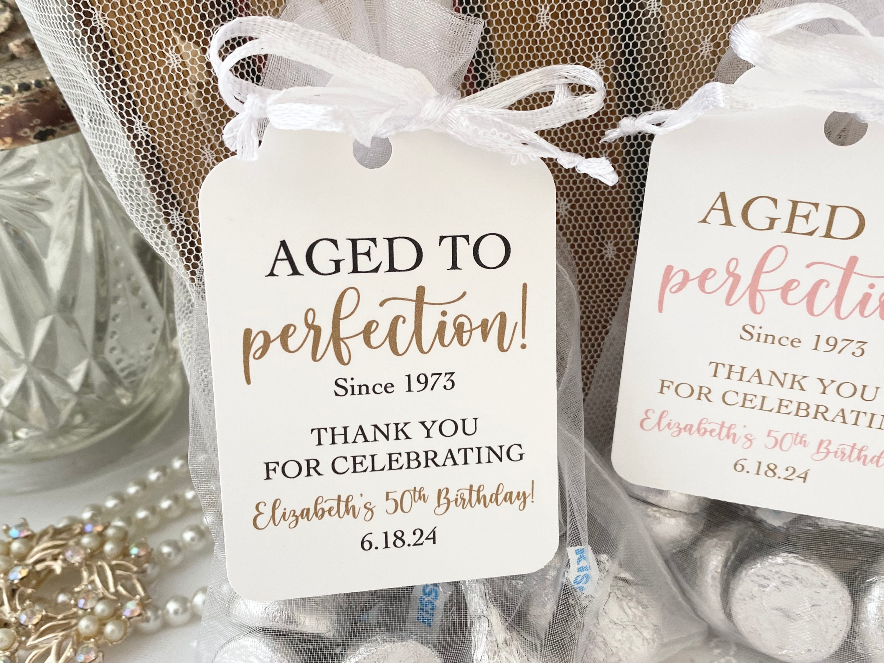 Vintage Year Custom Adult Birthday Favor Bags