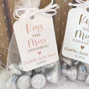 Bridal Shower Favor Bags & Tags: Kiss the Miss Goodbye, Printed
